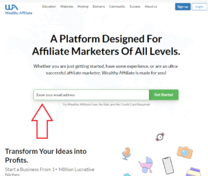 Wealthy Affiliate front page 2