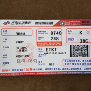 Air ticket from Zheng Zhou to Shanghai Pudong